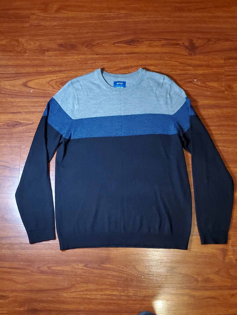 Apt. 9 Men's Colorblock Crewneck Sweater - Black Blue Gray